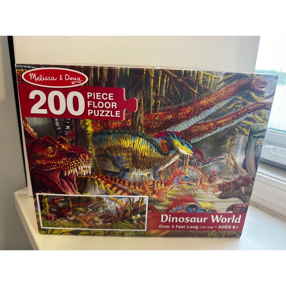 Melissa & Doug Dinosaur World 200 Piece Floor Puzzle 4 Feet Long Ages 8+